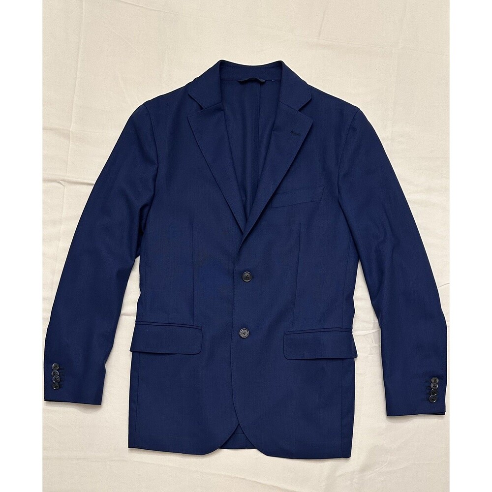 Luigi Bianchi Mantova Loro Piana Wool Blue Blazer Jacket EU 48 US 38R Pockets
